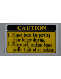 Etiqueta de advertencia de freno de mano